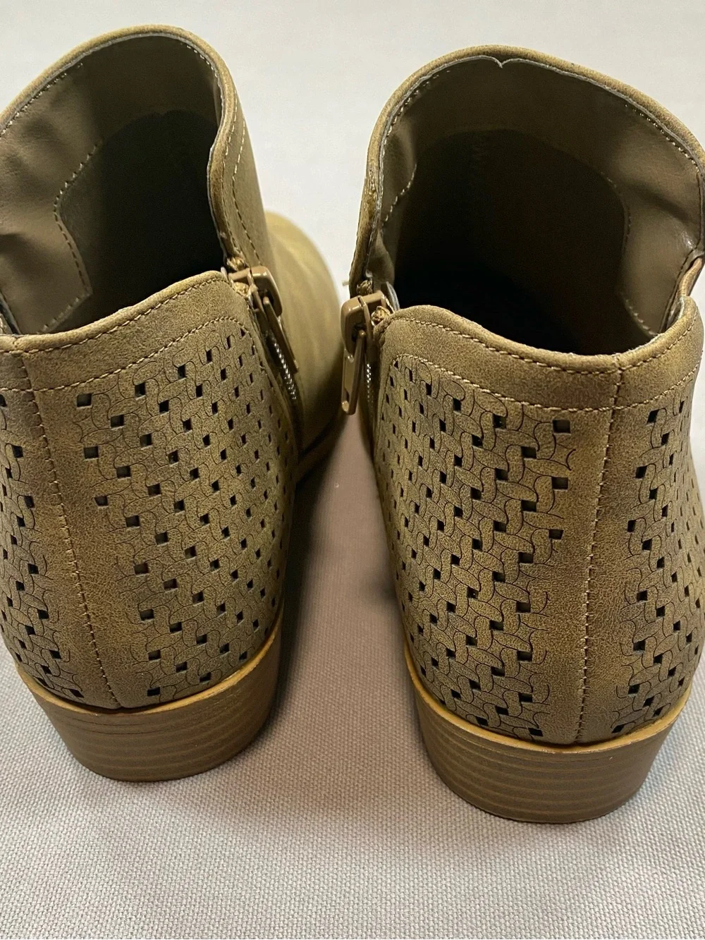 MIA Kids Tan Woven Back Ankle Booties